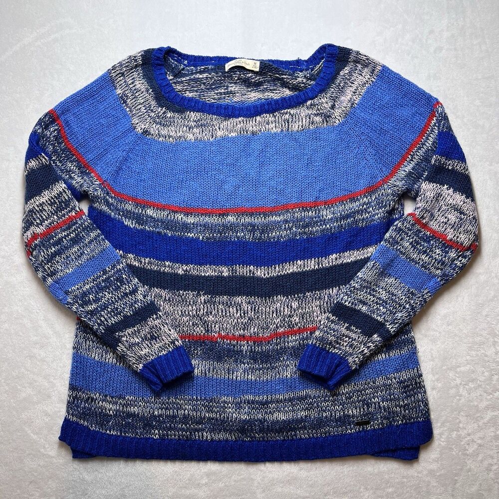 Abercrombie & Fitch Women's Long Sleeve Knit Sweater Pullover Side Slits Size M